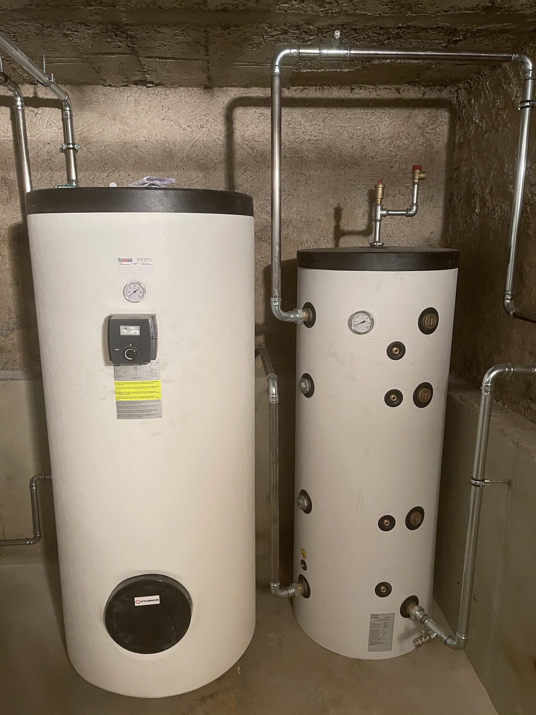 Neue Boiler- und Wärmepumpenanlage nach einer Bauernhaus-Sanierung